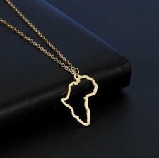 Africa Silhouette Gold Necklace - African Map Outline Pendant