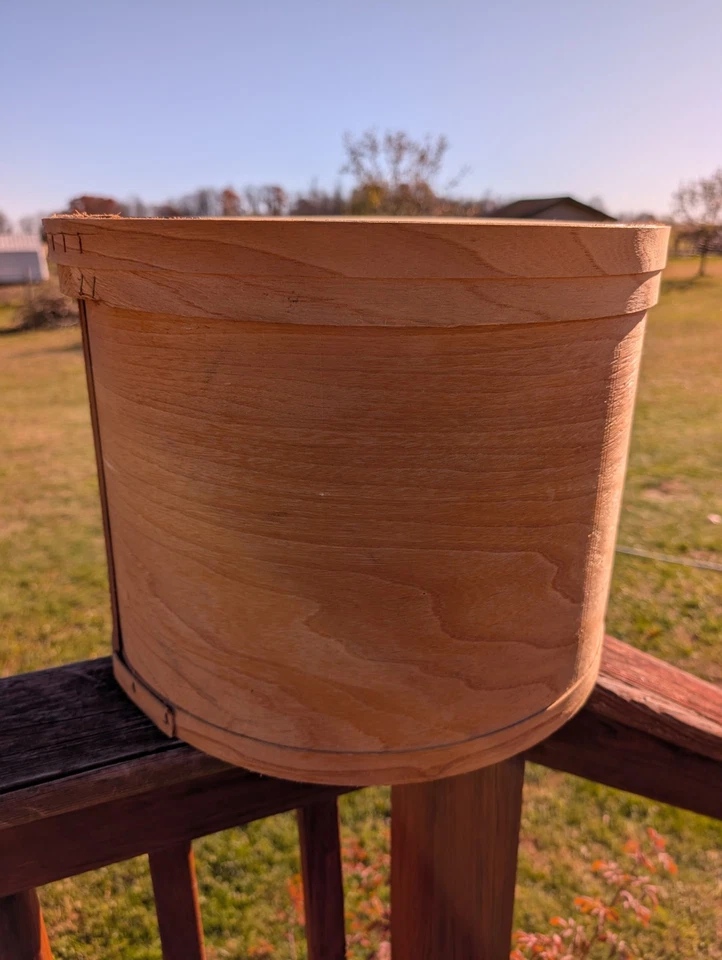 WI Barn Antique Vintage Large Round Shaker Wood Cheese Box 16" Wide x 12.5" Tall - Image 3 of 4