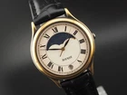 Vtg 1991 N MINT Seiko Avenue 6F34-6030 Moonphase Roman Qz 32mm Men Watch Japan