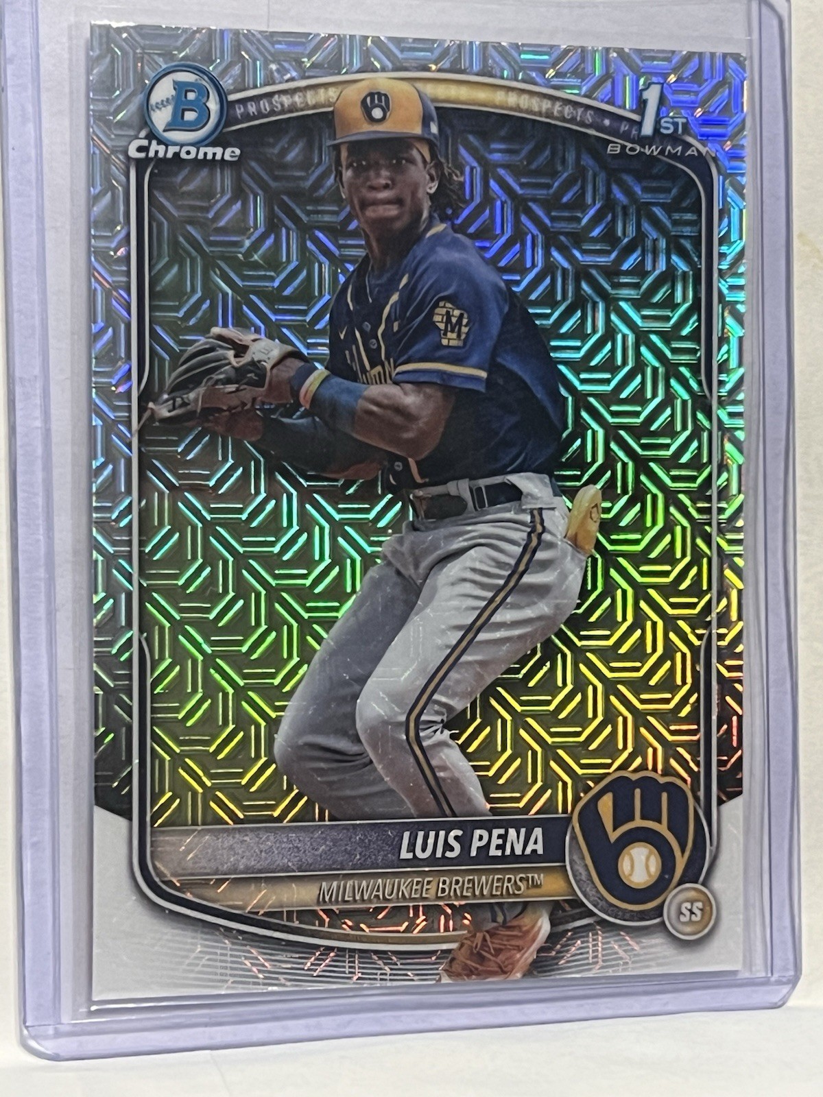 2025 Bowman Chrome MOJO REFRACTOR #BCP-38 Luis Pena 1st Bowman - Brewers