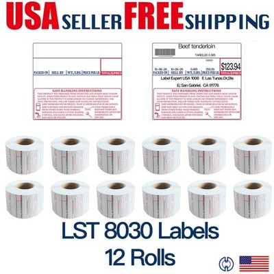 CAS LST-8030 Printing Scale Label, 58 x 50 mm, UPC/Safe Handling, 12 Rolls H