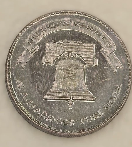Vintage 1983 A-Mark Liberty Silver 1 oz Round .999 Fine Eagle/Bell