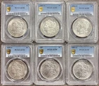 1882-1904 PSO Morgan Silver Dollar $1 Collection, PCGS AU Grades, 6 Coins Total