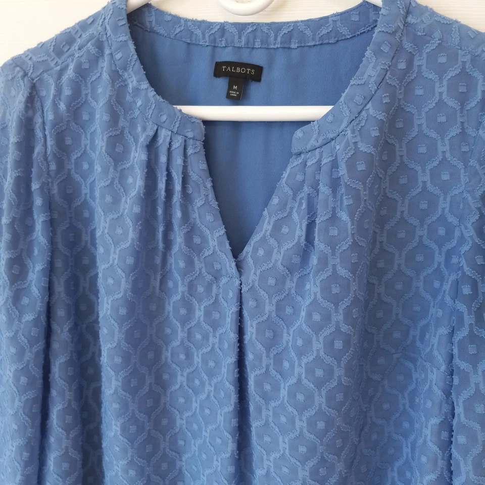 TALBOTS Women's Blue Lined Polyester Casual Career Everyday Top Size M - Image 3 of 4