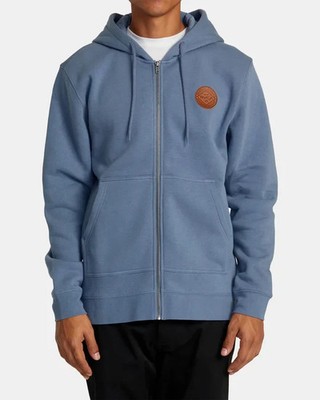 RVCA Wordmark Full Zip Hoodie Medium Mens Regular Fit Flint Stone Blue