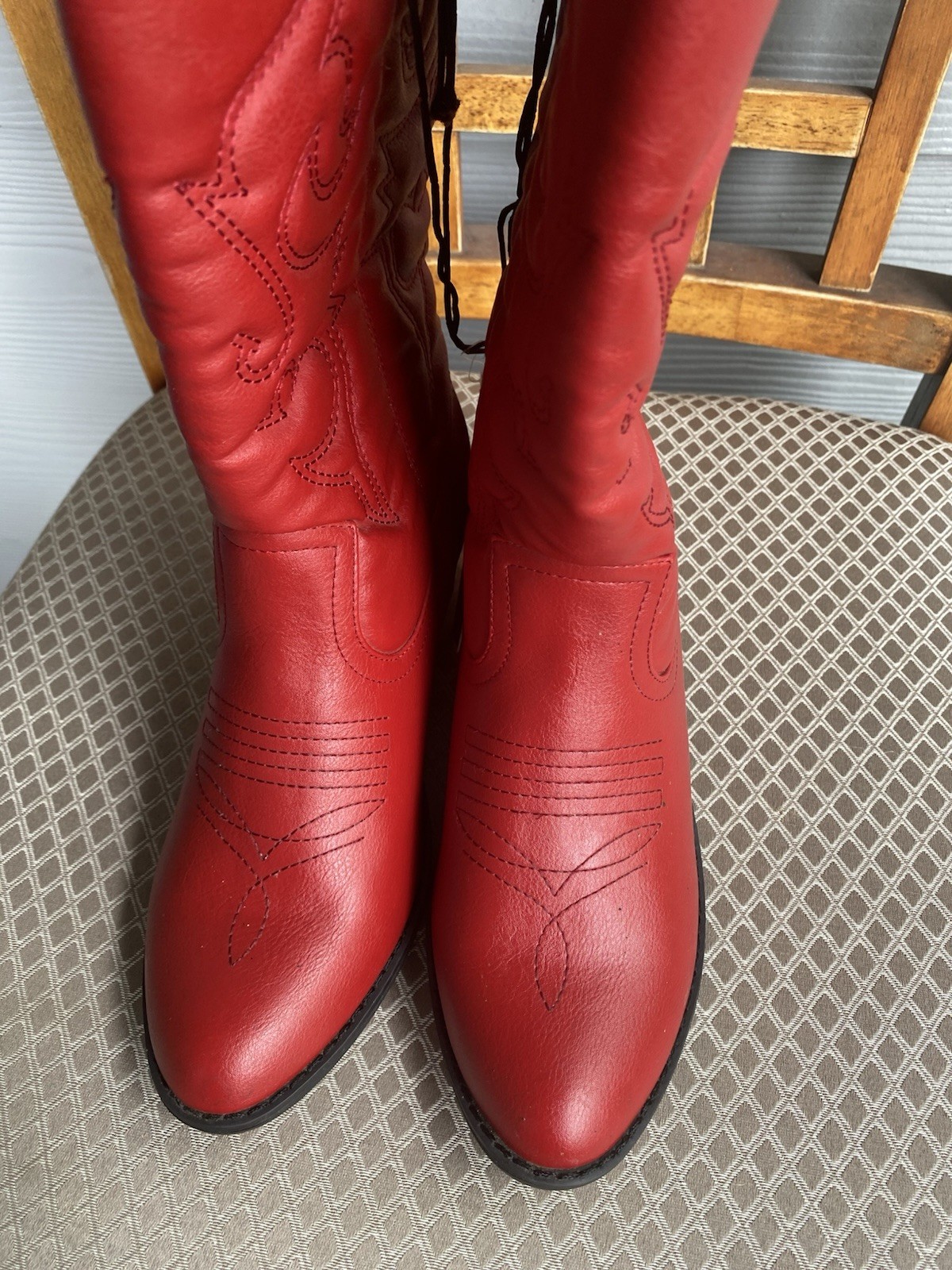 Charles Albert Women's Size 8 Embroidered Western Red Cowboy Boots NEW-W-TAGS!