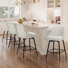 Bar Stools Set of 4, 26.18" Counter Height Swivel Stools with Thick Padded Se...