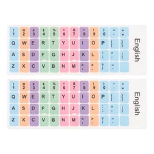 Universal English Keyboard Stickers Color Background With Black Lettering 2Pcs