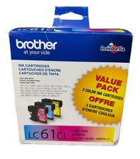 Brother LC61CL  Ink Cartridges 3-Pack Exp 03/2026 Cyan Magenta Yellow New In Box