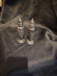 Astor By Poole Vintage Salt Pepper Shaker Set 566 Floral Silver Plate 5” Tall