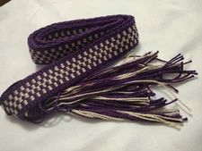 Item 502:  Powder Horn Strap belt Dark Purple And Natural Cotton 1"X45" long 