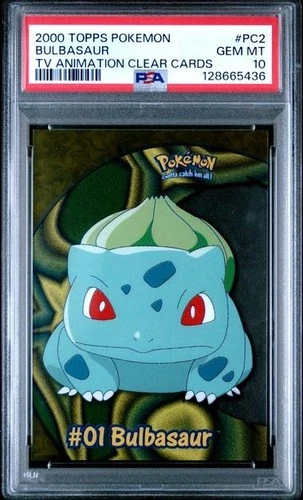 PSA 10 GEM MINT Pokemon Bulbasaur Topps Clear Card PC2 2000 TV Animation