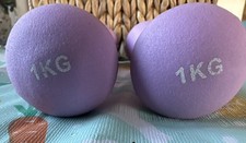 Neoprene Coated Hand Weights Dumbbell Pair 1kg, Purple, Set of 2 Used