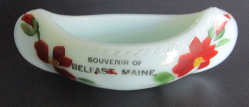 Circa 1920's Souvenir Tiffin Glass Canoe Belfast Maine
