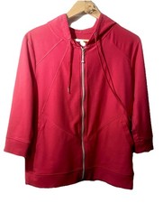 Active Hoodie onque casuals Womens M Pink full Zip 3/4 Sl Vibrant Resort