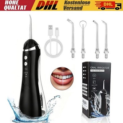 Kabelloser Water Flosser 3 Modi 4 Düsen 200 ml Tank USB-C wiederaufladbar