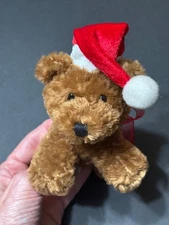 Wishpets BO Plush Dog Stuffed Animal Puppy Plush Brown Vtg 2001 Santa Hat #11013