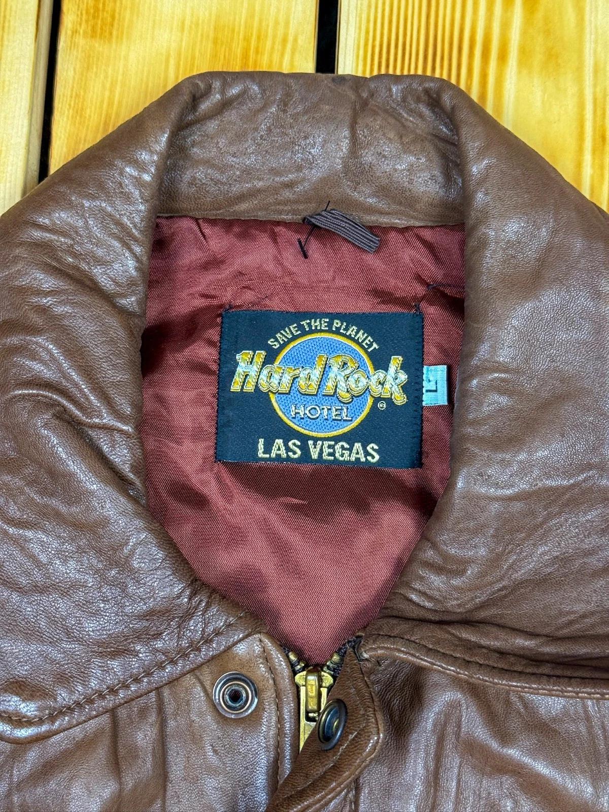 Vintage 90s Hard Rock Hotel Las Vegas Leather Bomber Jacket - product detail image 9