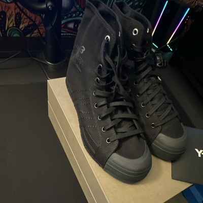 Y-3 Nizza Hi Black Canvas Sneakers Men's US 10.5 UK 10 JR8804