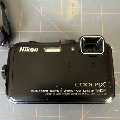 Nikon COOLPIX AW100 Black Digital Camera 5x Zoom Waterproof