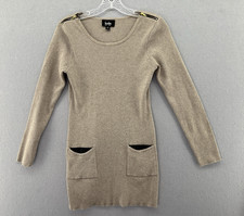 By & By Warm Grey Tan Sweater Dress with Zippers and Faux Leather Size Medium