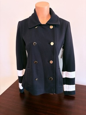 Crown & Ivy Double Breasted Knit Suit Blazer Fisherman Nautical Long Sleeve XS