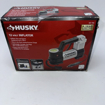 #ad Husky 12 Volt Portable Inflator w Pressure Gauge for Tires and Sports Equipment $45.99