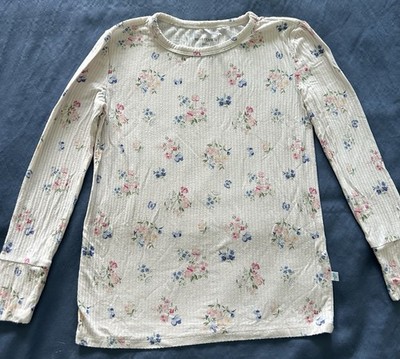 Posh Peanut Flower Print Set Of 2 Pjs Bamboo Viscose In Sizes 5/6