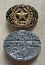 2 Vintage State of Texas Belt Buckles Made In USA
