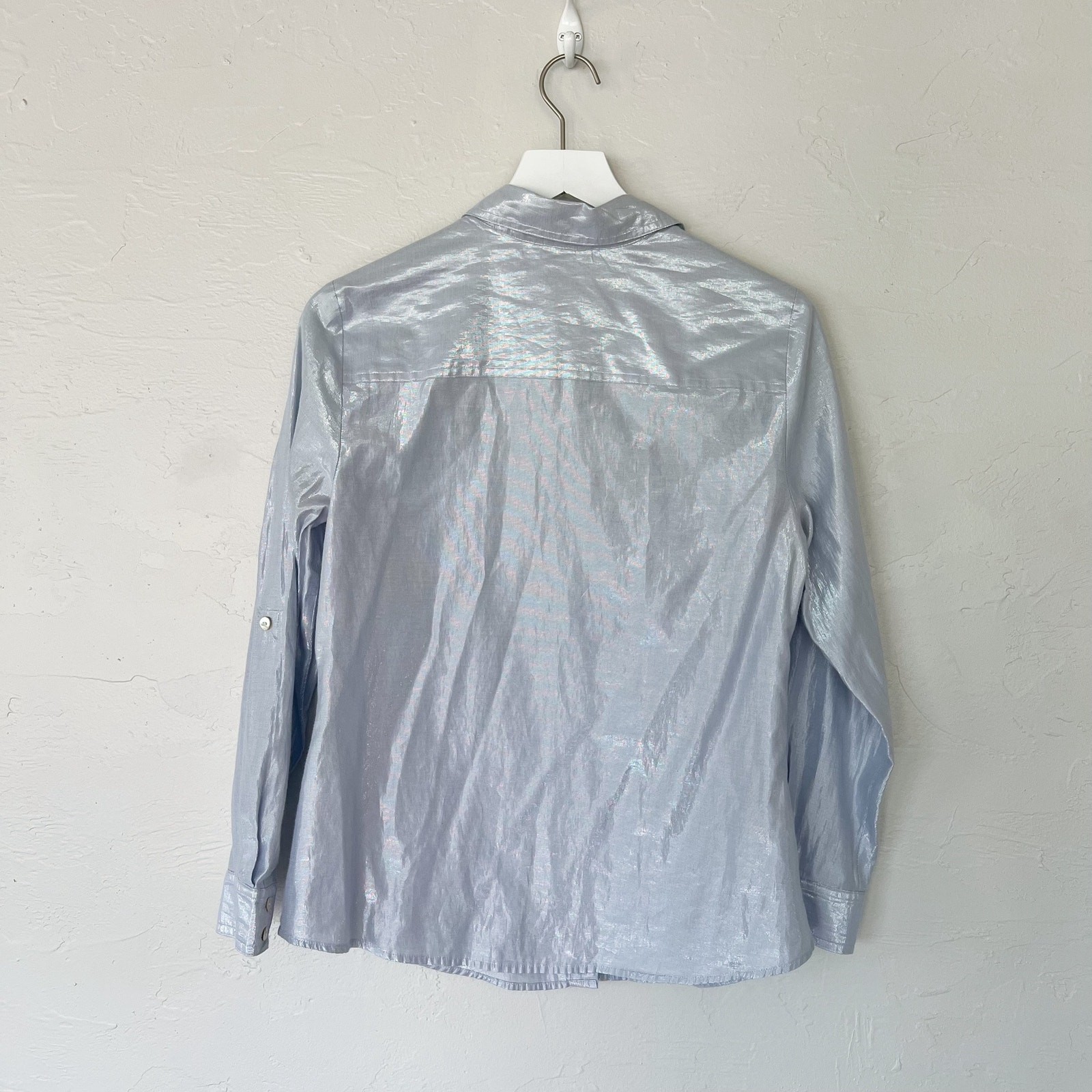 Ruby Rd. Silver Metallic Button Down Top size 8 - image 5