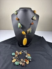 SILPADA N1296 TURQUOISE JASPER AMBER CALITE  NECKLACE & Bracelet