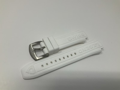 NOS Swiss Legend Neptune White Rubber Strap with brushed steel buckle 15mm