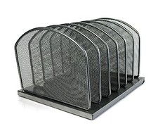 6-Slot Vertical Organizer, Black Steel Mesh 6-Slot Mesh