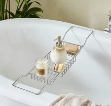 Vasla  Extendable Bath Tub Tray Rack Adjustable Chrome
