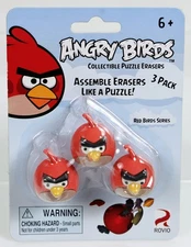 Angry Birds Collectible Puzzle Erasers 3-Pack Set - AGB7805 NRFP 2011 Red