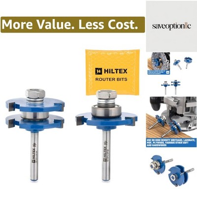 10110H Tongue and Groove Router Bit Set, 2 Pieces, 1/4 Inch Shank, Adjustable...