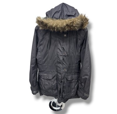 Helly Hansen Womens Parka Jacket Faux Fur Hood Helly Tech Gray Coat L