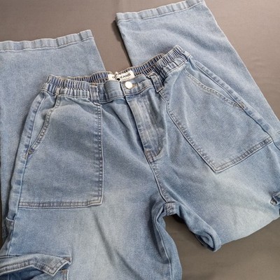 Gogo Jeans Skater Jean Collection Light Wash Wide Leg Pants Blue Size 13/31