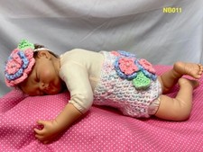 Baby Diaper Cover  Headband set, Crocheted, Pink/Blue/Green, 0-3 mos, Photo NEW