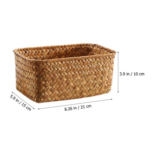 Natural Seagrass Handwoven Basket Makeup Snack Organizer for Sundries - Picture 4 of 12