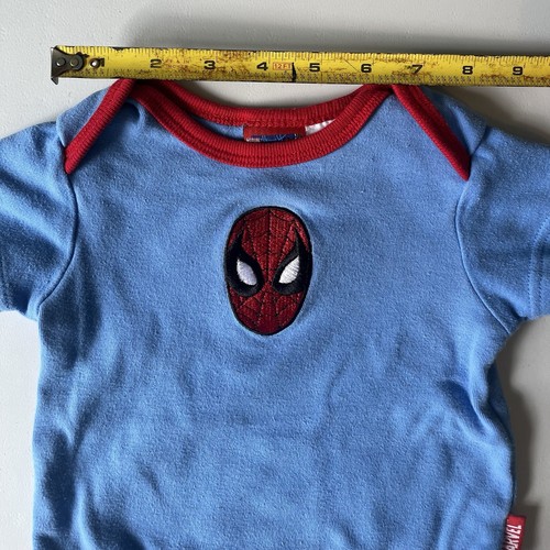 Spider-Man Baby Clothes 3 - 6 Months One Piece Bodysuit Marvel Bentex 2004 Blue - Picture 4 of 7