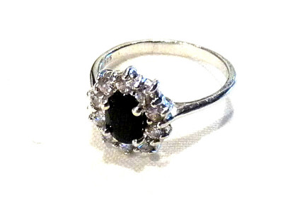 Bijou argent 925 bague marquise avec cristaux taille 54 ring