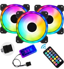 3-Pack 120mm RGB Quiet Computer Case PC Cooling Fan RGB LED With Remote Control