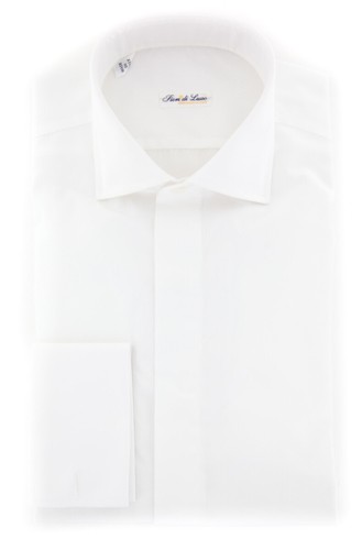 $600 Fiori Di Lusso White Tuxedo Shirt 