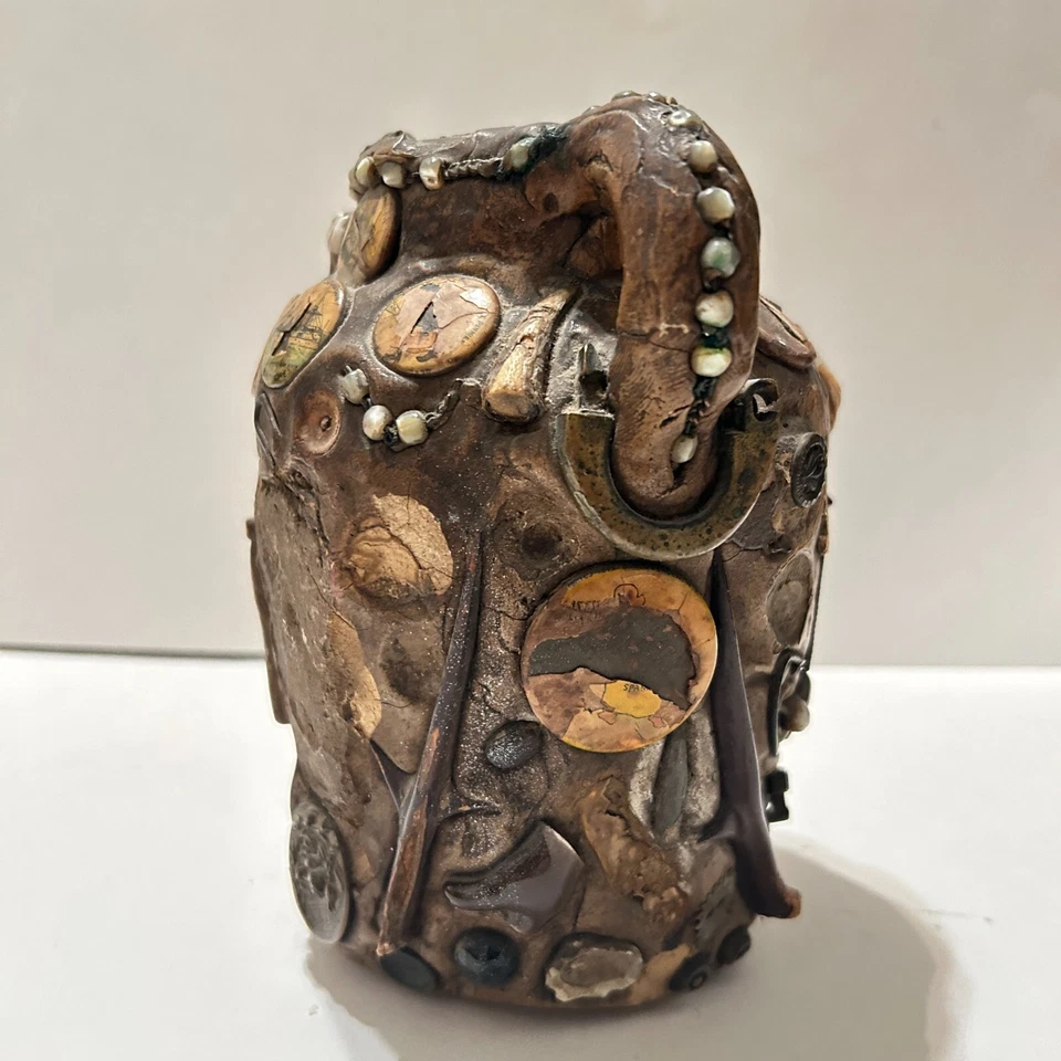 Antigua jarra de memoria c 1910 botella de arte popular olla loca objeto encontrado medio oeste Foto 4 de 4