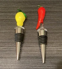 Sandraalexandra Bottle Stoppers Set Of Lemon & Chilli Limited Edition NIB Glass