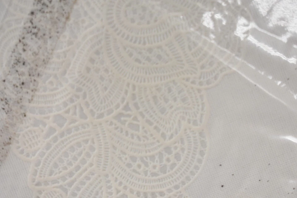 Violet Linen Inc 72" Round Vinyl Lace Betenburg Design Beige Tablecloth - Image 3 of 4