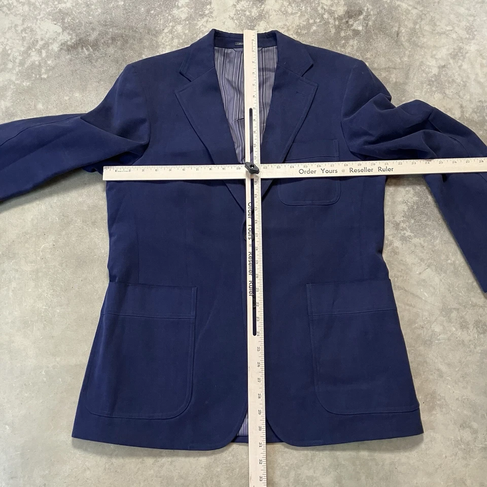 Ibiza Sport Coat Blazer Mens 40R Sorrento Cotton Blue Single Breasted Jacket - Image 3 of 4
