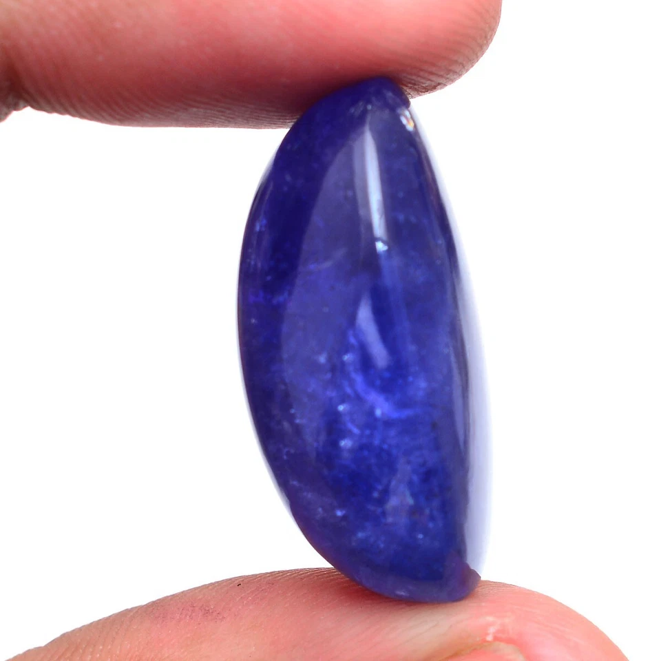 Enorme piedra preciosa cabujón azul vibrante rara tanzanita natural certificada 49,95 quilates Foto 3 de 4