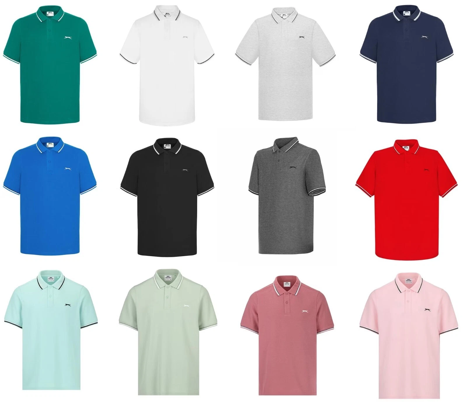 SLAZENGER TIPPED PIQUE POLO SHIRT T SHIRT GOLF TENNIS S M L XL XXL 2XL 3XL 4XL